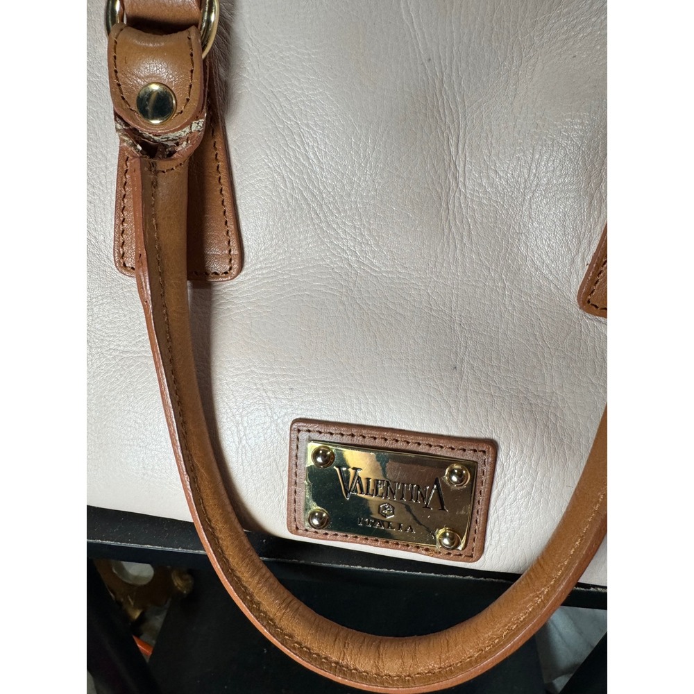 Valentina Italia Genuine Leather Purse Cream Brown Made in Italy Handbag